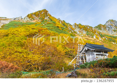 秋の中央アルプス　紅葉の千畳敷カール　信州駒ヶ岳神社 136287955