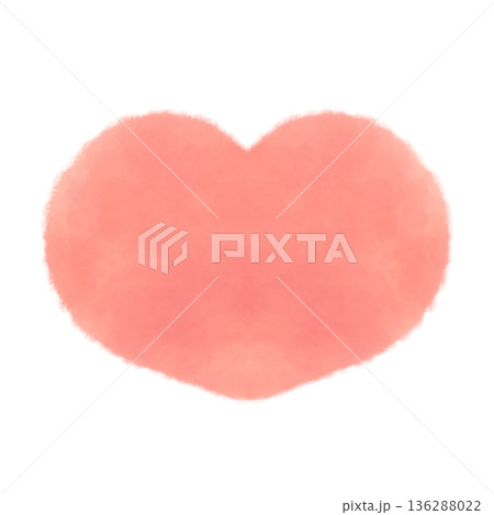 かわいい赤いハートマークの水彩風イラスト素材 136288022