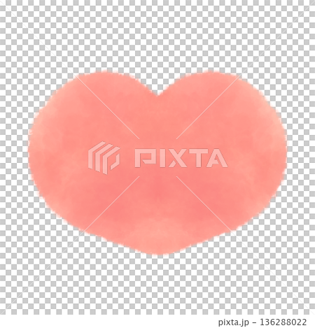 かわいい赤いハートマークの水彩風イラスト素材 136288022