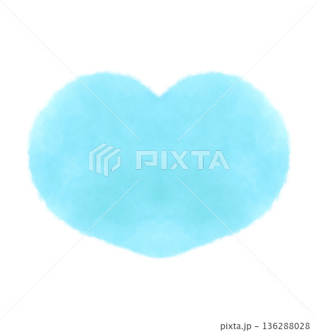 かわいい青いハートマークの水彩風イラスト素材 136288028