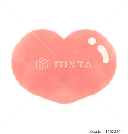 かわいいプルンとした赤いハートマークの水彩風イラスト素材 136288044