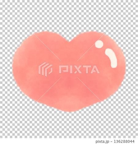 かわいいプルンとした赤いハートマークの水彩風イラスト素材 136288044