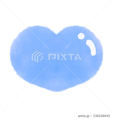 かわいいプルンとした青いハートマークの水彩風イラスト素材 136288045