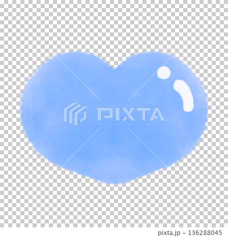 かわいいプルンとした青いハートマークの水彩風イラスト素材 136288045