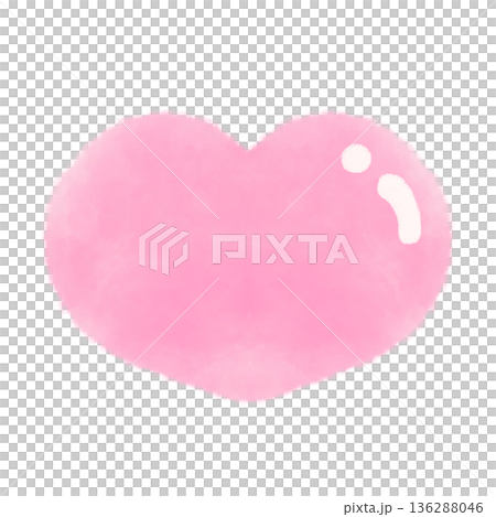 かわいいプルンとしたピンクのハートマークの水彩風イラスト素材 136288046