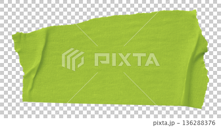 green crumpled torn tape isolated on transparent background. 136288376