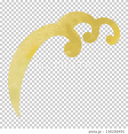 Golden Japanese-style wave illustration, watercolor, vector, single, retro, simple, texture, luxurious, transparent, white background Golden Japanese-style wave illustration, watercolor, vector, single, retro, simple, texture, luxurious, transparent, white background 136288491