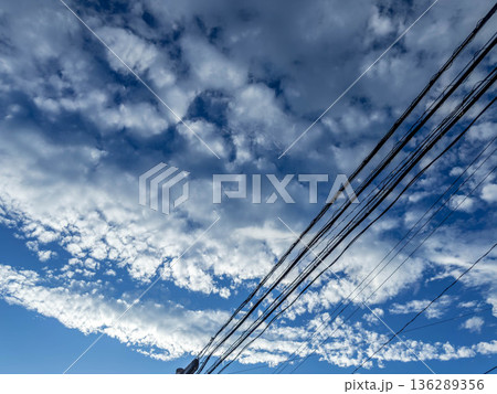 電線と夏の空 136289356