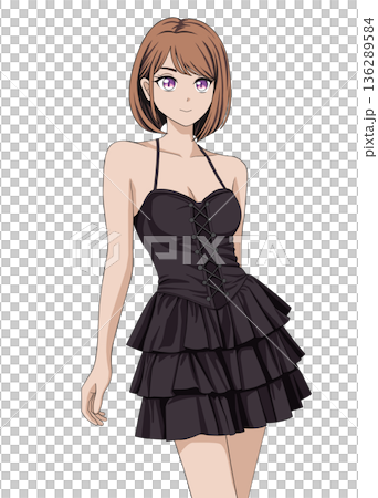 A woman in a black dress 136289584
