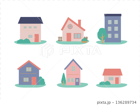 房屋插圖集、房屋素材、建築圖標 136289734