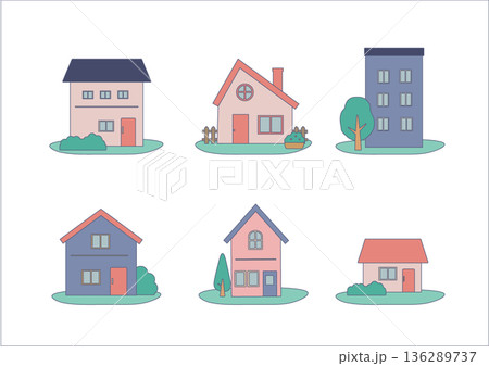 家のイラストセット　家のアセット　建物　アイコン 136289737