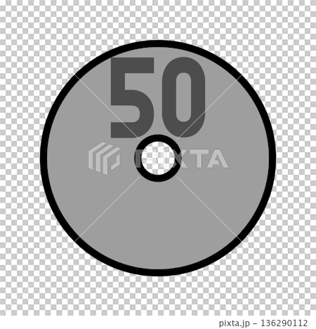 50円玉（硬貨・コイン）のシンプルなイラスト 136290112