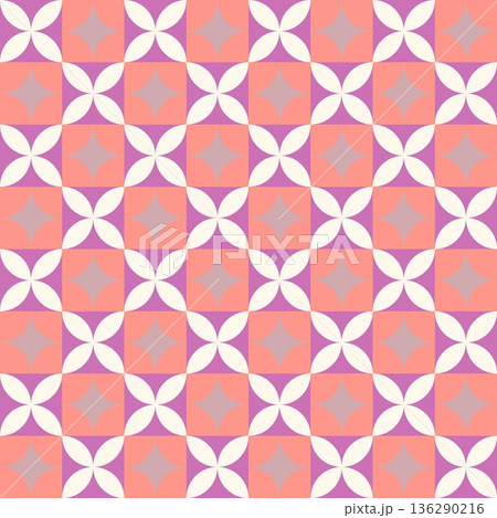 Retro Geometric Seamless Pattern With Floral Shapes Retro Geometric Seamless Pattern With Floral Shapes 136290216