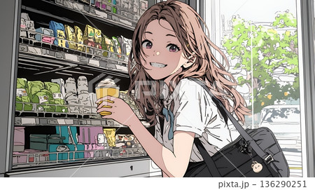 コンビニで新作スイーツを物色中の若い女性