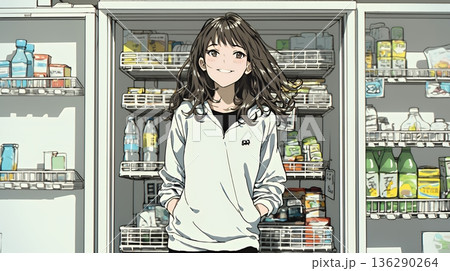 コンビニで新作スイーツを物色中の若い女性