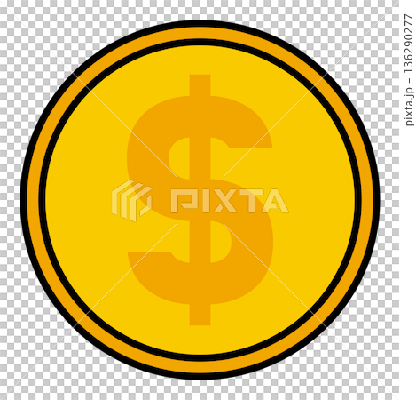 Illustration of a gold coin with a dollar sign ($) Illustration of a gold coin with a dollar sign ($) 136290277