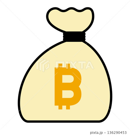 ビットコイン(仮想通貨)が入った袋のイラスト ビットコイン(仮想通貨)が入った袋のイラスト 136290453