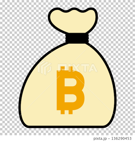 ビットコイン(仮想通貨)が入った袋のイラスト ビットコイン(仮想通貨)が入った袋のイラスト 136290453