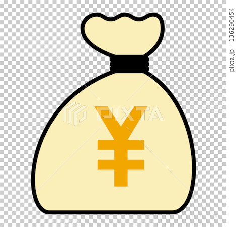 円記号（￥）が入ったマネーバッグ・お金の袋のイラスト 136290454