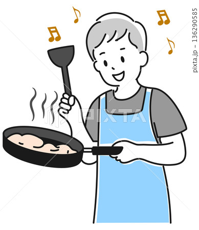 料理をする若い男性 136290585