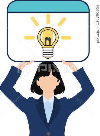 アイデアが閃くビジネスウーマンのイラスト 136290658