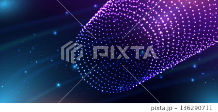 Dotted glowing circles futuristic tech on dark blue background. 136290711