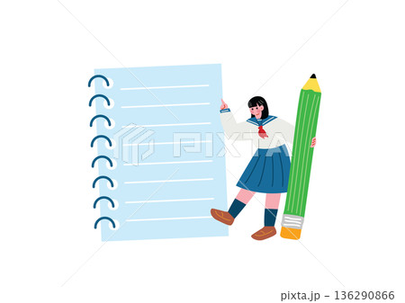 制服を着た女子高生のイラスト 136290866
