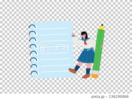 制服を着た女子高生のイラスト 136290866