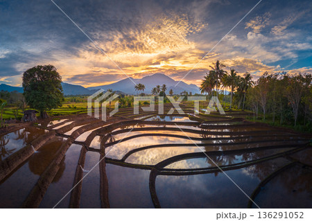 beautiful morning view indonesia panorama landscape beach with beauty color and sky natural light 136291052
