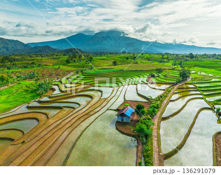 beautiful morning view indonesia panorama landscape beach with beauty color and sky natural light beautiful morning view indonesia panorama landscape beach with beauty color and sky natural light 136291079