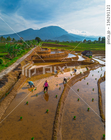 beautiful morning view indonesia panorama landscape beach with beauty color and sky natural light 136291121
