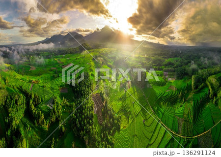 beautiful morning view indonesia panorama landscape beach with beauty color and sky natural light 136291124