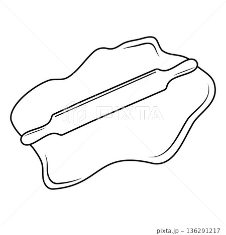 Wooden rolling pin rolls out dough, isolated vector illustration 136291217