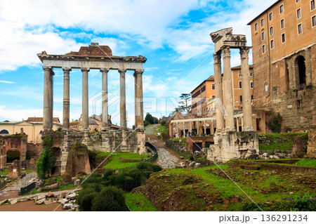 Ruins of the Roman Forum in Rome, Italy 136291234