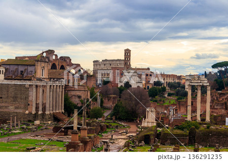 Ruins of the Roman Forum in Rome, Italy 136291235