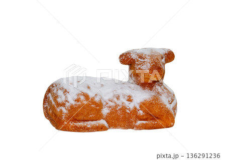 Easter lamb cake isolated on white background Easter lamb cake isolated on white background 136291236