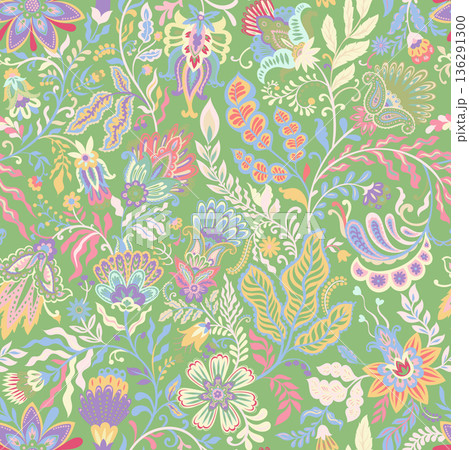 Soft Folk Floral Botanical Garden Pattern 136291300
