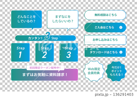 Web design for easy application in 3 steps | UI, UX, CTA button, 3 steps, flow 136291403