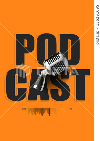 Podcast episode cover featuring a microphone on an orange background 136291695