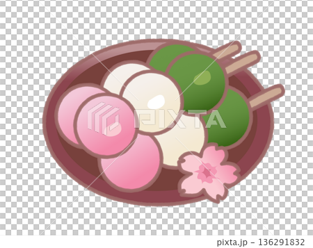 春・桜の季節のお花見にぴったりな和菓子の三色団子 春・桜の季節のお花見にぴったりな和菓子の三色団子 136291832