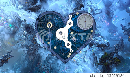 ハート形の時計 136291844