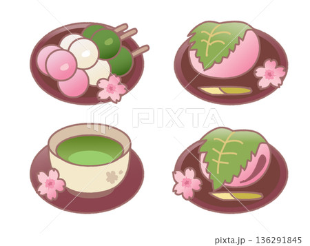 春・桜の季節のお花見にぴったりな和菓子スイーツセット 136291845