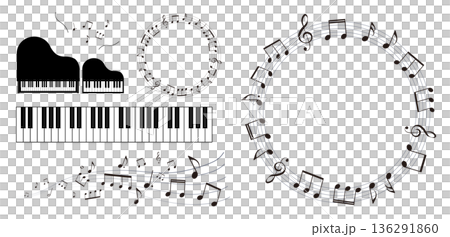 工作人員符號的框架插圖鋼琴插圖素材鍵盤 136291860
