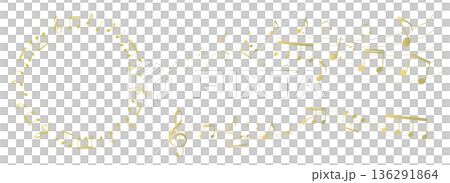 金色透視樂譜框架插圖、五線譜、背景插圖、音符、休止符和音樂符號插圖 136291864