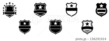 Security Officer Badge Emblems Set with Ribbon and Banner Elements Security Officer Badge Emblems Set with Ribbon and Banner Elements 136291914