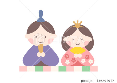 ひな祭りのお内裏様とお雛様のかわいいベクターイラスト 136291917