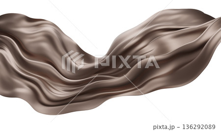 Luxury brown beige silk fabric flowing isolated on white background 3D render Luxury brown beige silk fabric flowing isolated on white background 3D render 136292089
