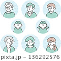 笑顔の老若男女のシンプルな線画イラスト 笑顔の老若男女のシンプルな線画イラスト 136292576