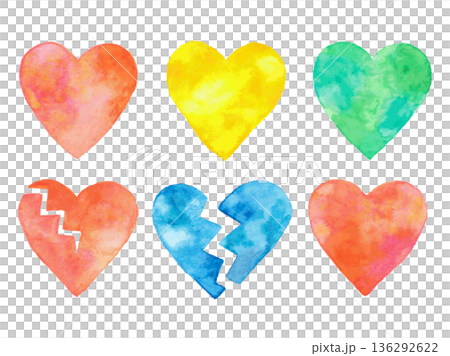 Watercolor colorful heart illustration set 136292622