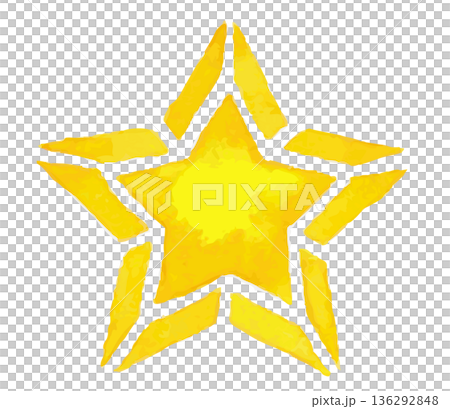 スターのようなイエローの水彩イラスト スターのようなイエローの水彩イラスト 136292848